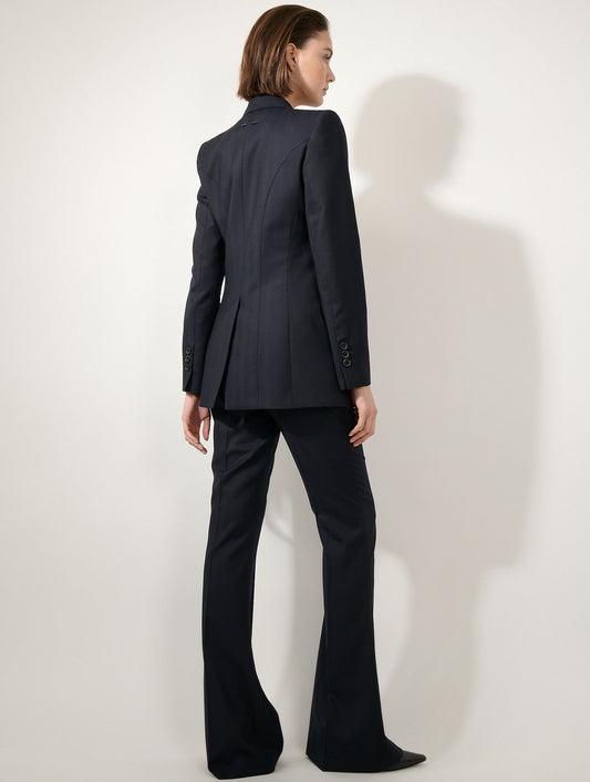 Dark navy herringbone jacquard fitted jacket