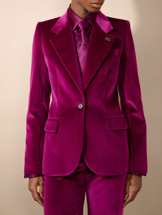 Veste cintrée en velours cyclamen