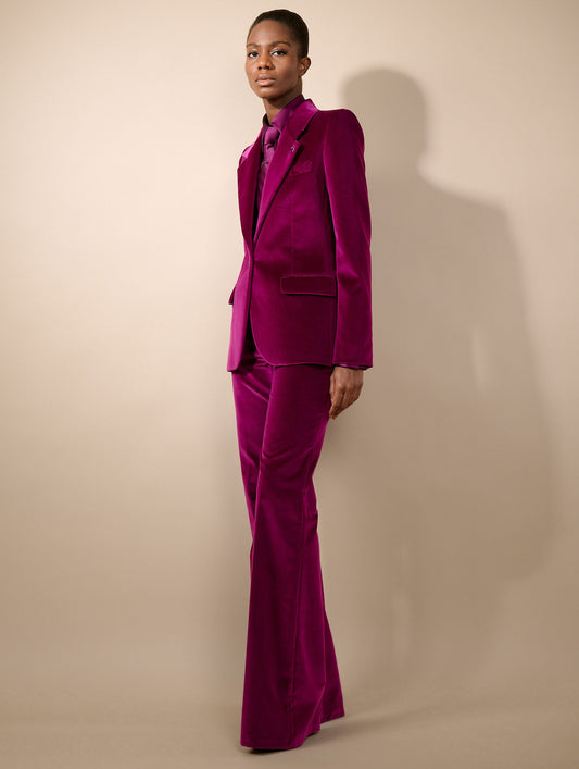 Veste cintrée en velours cyclamen