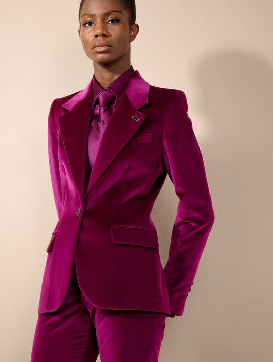 Veste cintrée en velours cyclamen