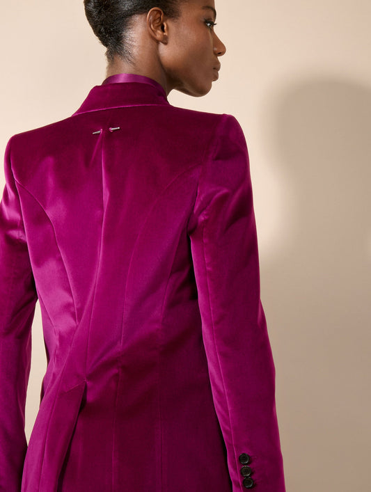 Veste cintrée en velours cyclamen