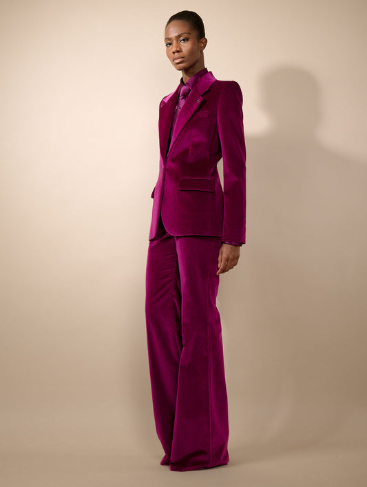 Veste cintrée en velours cyclamen