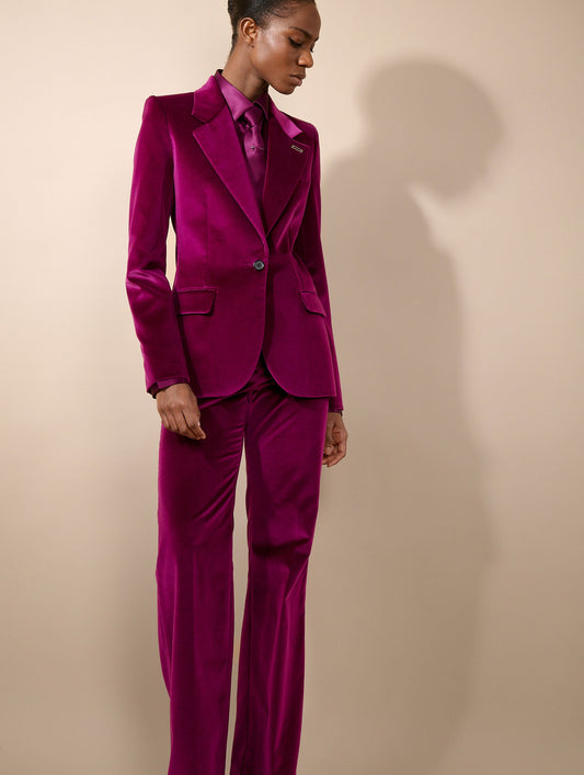 Veste cintrée en velours cyclamen