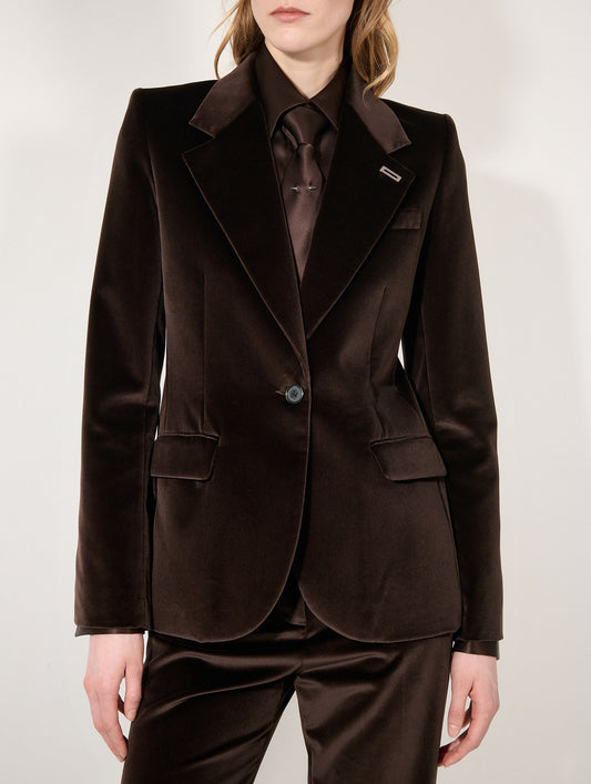 Veste cintrée en velours moka