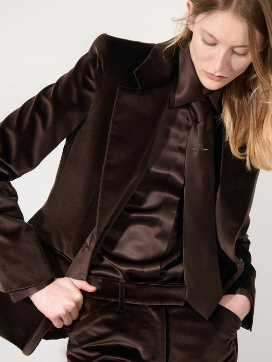Veste cintrée en velours moka