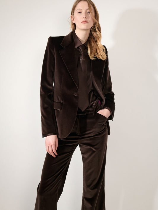 Veste cintrée en velours moka