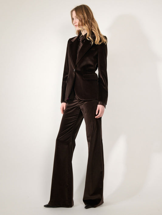 Veste cintrée en velours moka