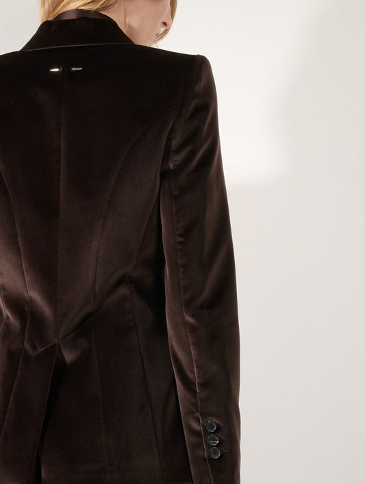 Veste cintrée en velours moka