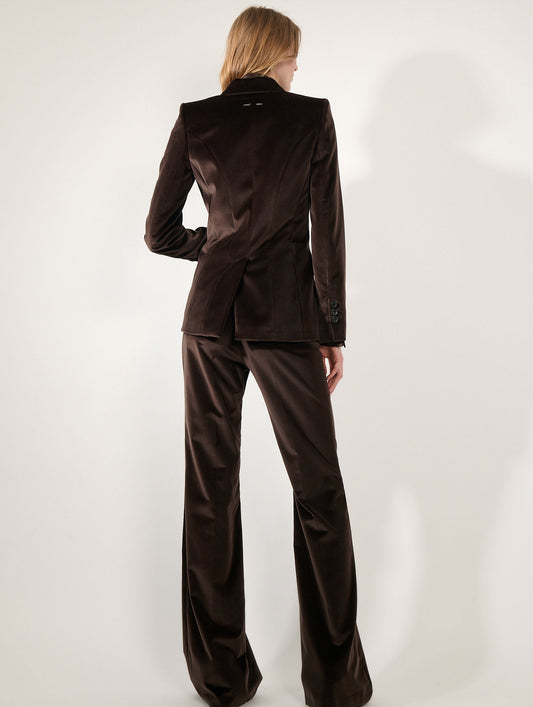 Veste cintrée en velours moka