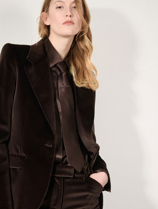 Veste cintrée en velours moka