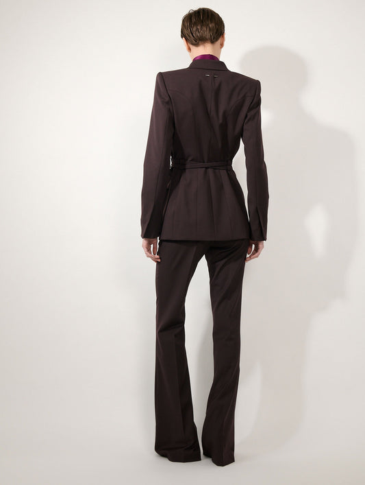 Deep burgundy wool gabardine fitted jacket