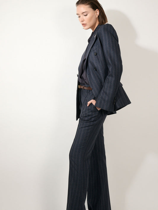 Blue striped flannel double-breasted jacket