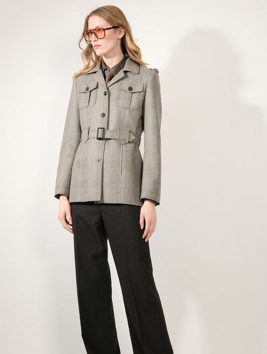 Hazelnut Prince of Wales safari jacket