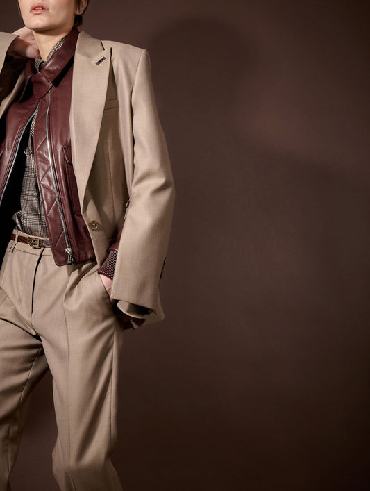 Blouson pilote en cuir bordeaux