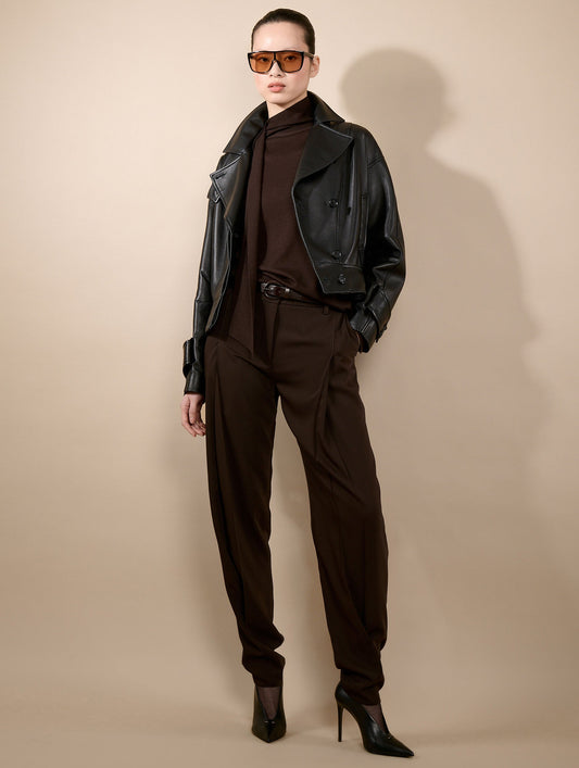Blouson en cuir d'agneau noir