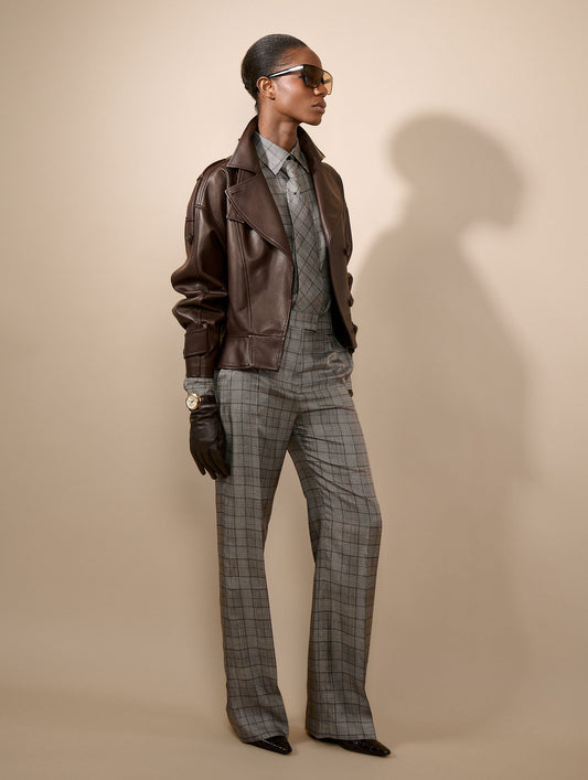 Blouson en cuir d'agneau café