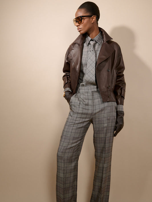 Blouson en cuir d'agneau café