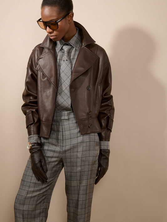 Blouson en cuir d'agneau café