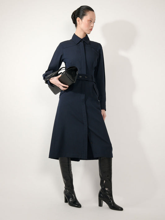 Dark navy wool cover coat dress