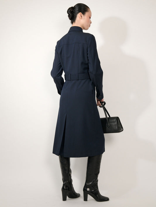 Dark navy wool cover coat dress
