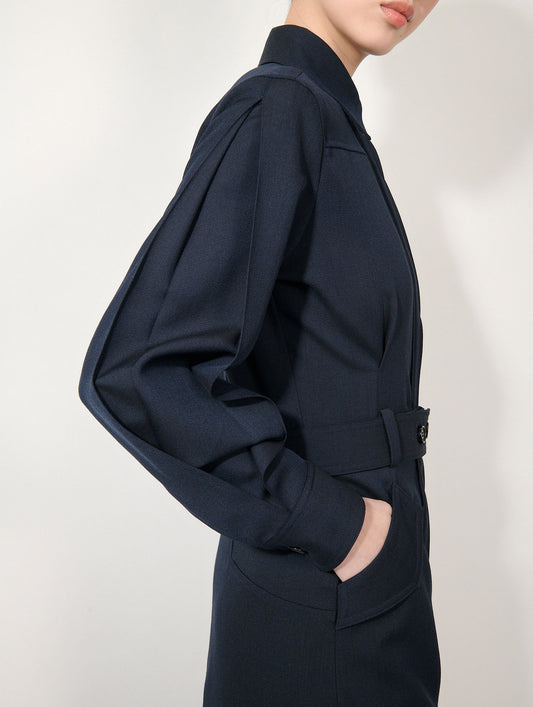 Dark navy wool cover coat dress