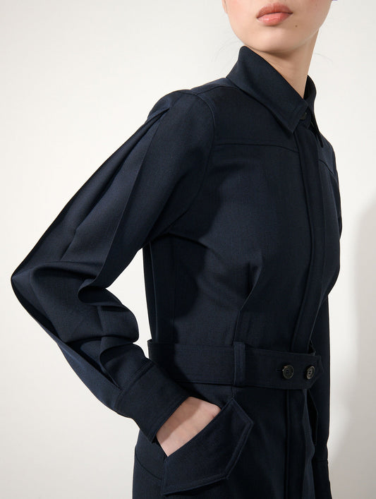 Dark navy wool cover coat dress