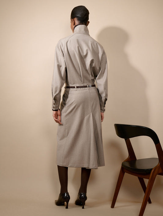 Greige buttoned flannel dress