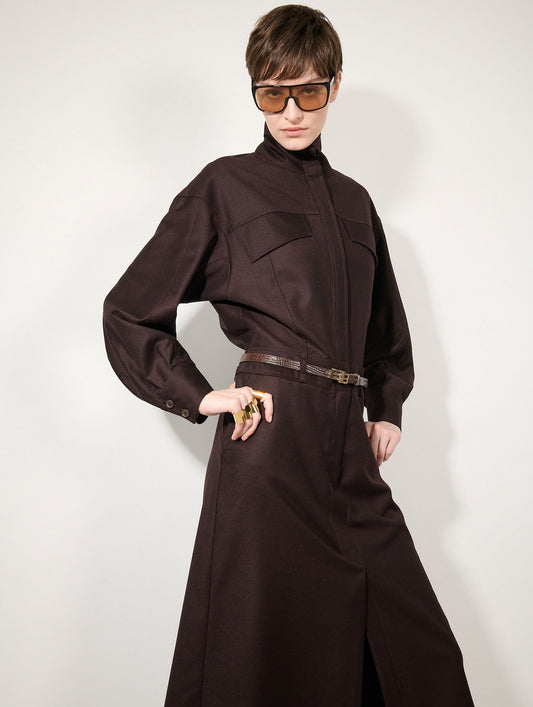 Robe boutonnée en flanelle bordeaux