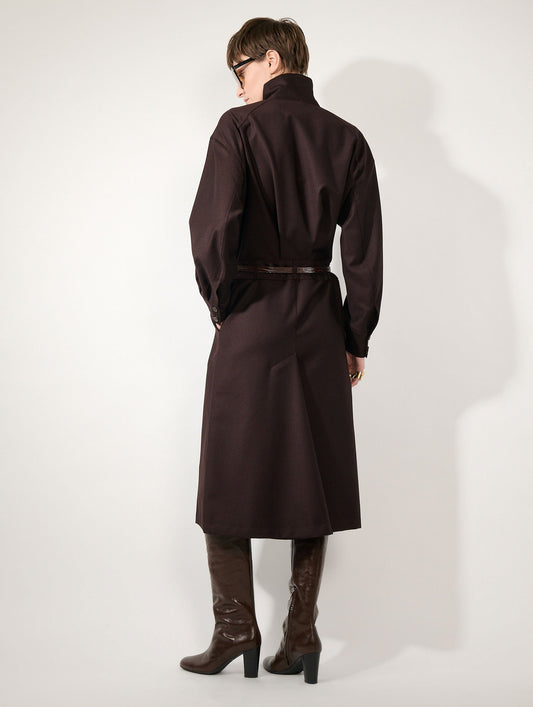 Robe boutonnée en flanelle bordeaux