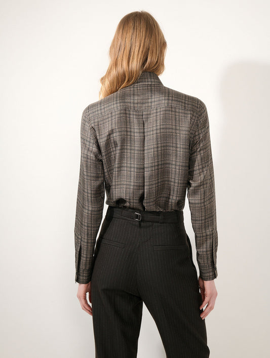 Brown Prince of Wales silk twill shirt