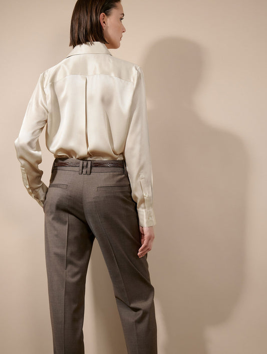 Champagne silk piqué wrap shirt