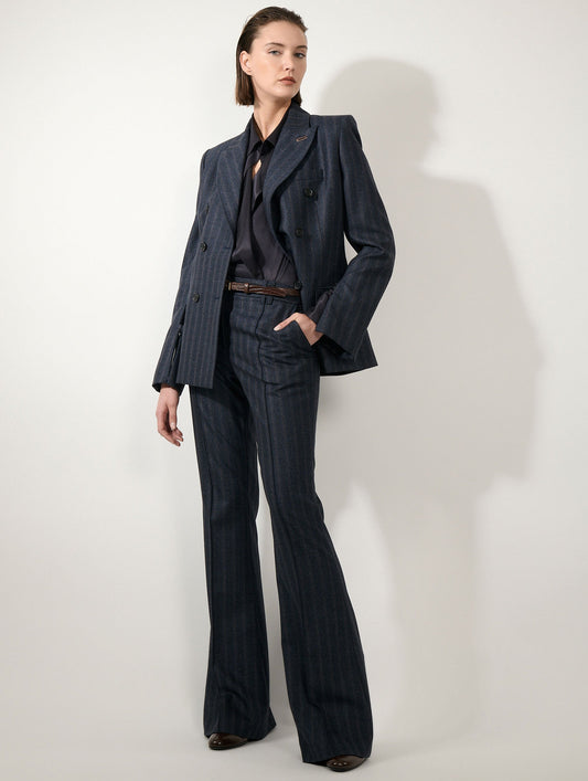 Chemise croisée en piqué de soie encre