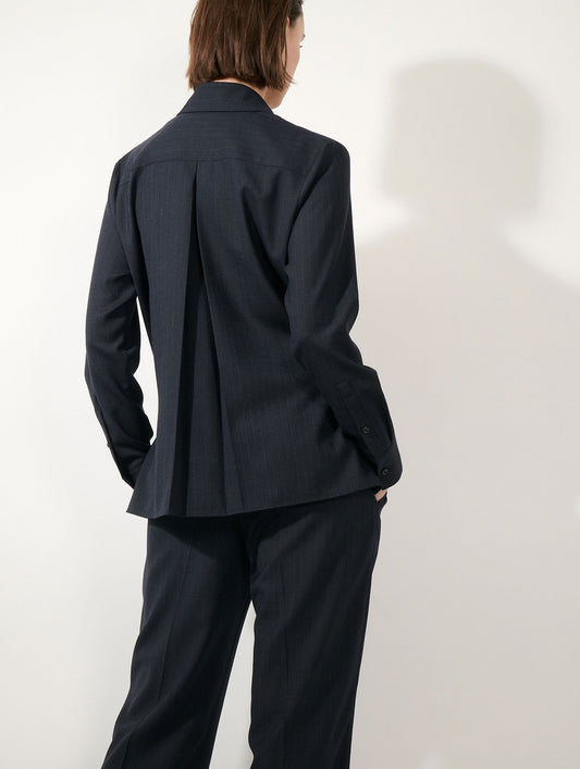 Dark navy double-button wrap shirt
