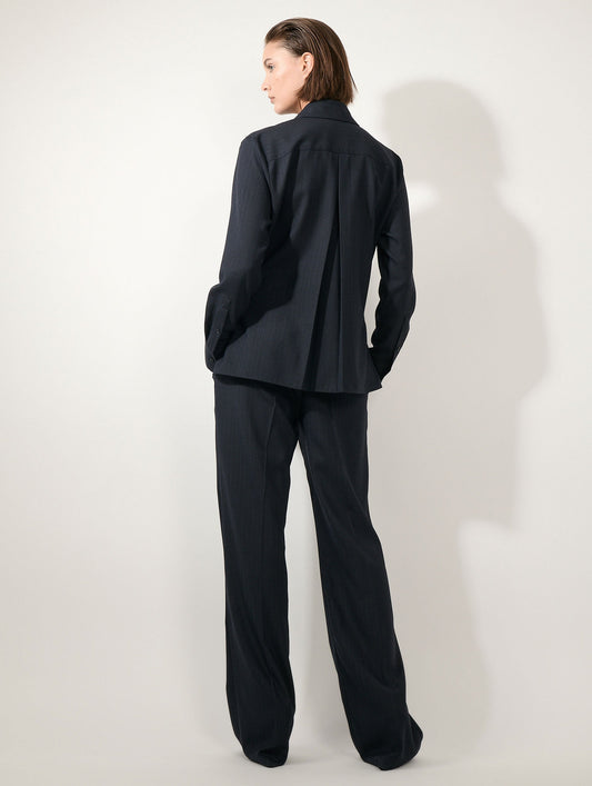 Dark navy double-button wrap shirt