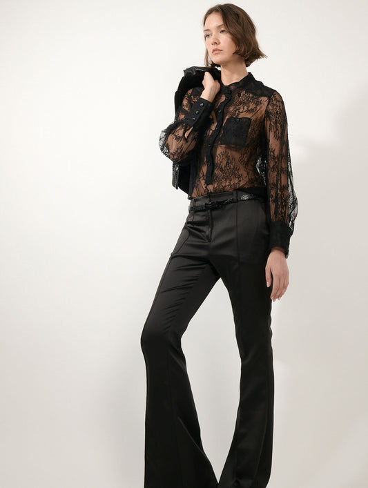 Blouse en dentelle Chantilly noire