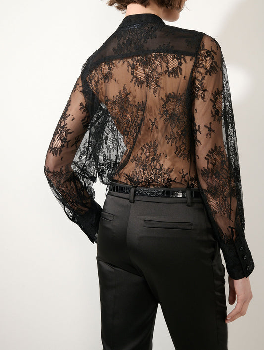 Blouse en dentelle Chantilly noire