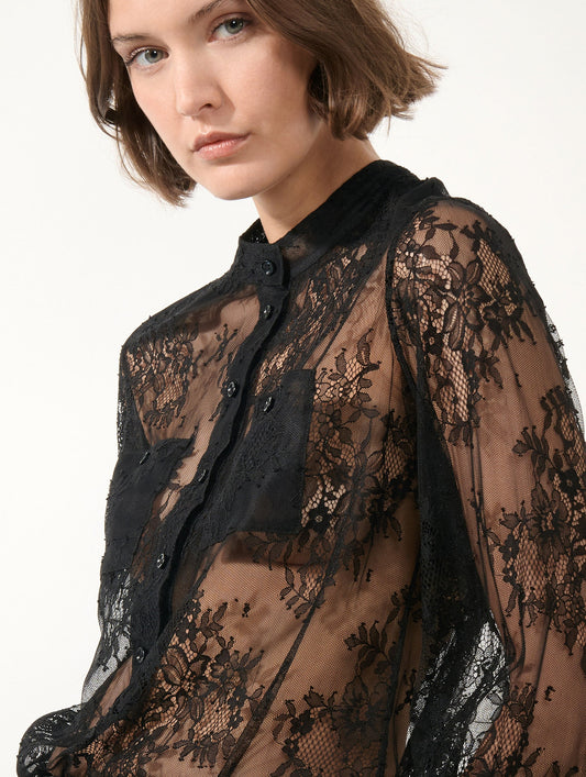 Blouse en dentelle Chantilly noire