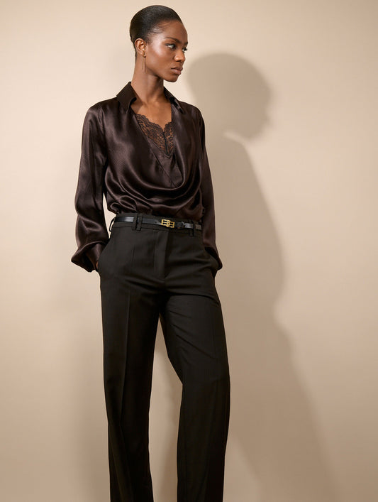 Blouse en ottoman de soie ébène