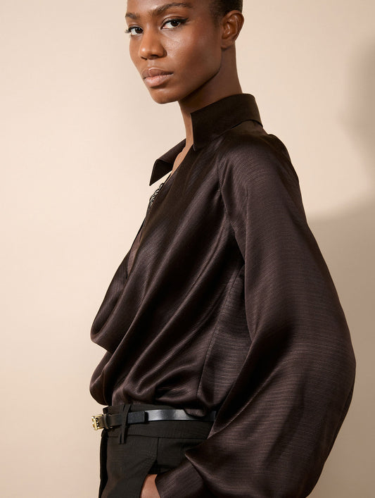 Blouse en ottoman de soie ébène