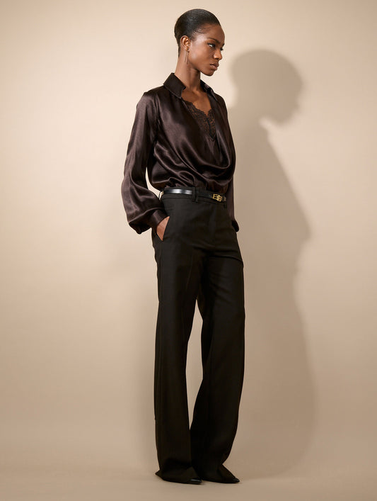 Blouse en ottoman de soie ébène