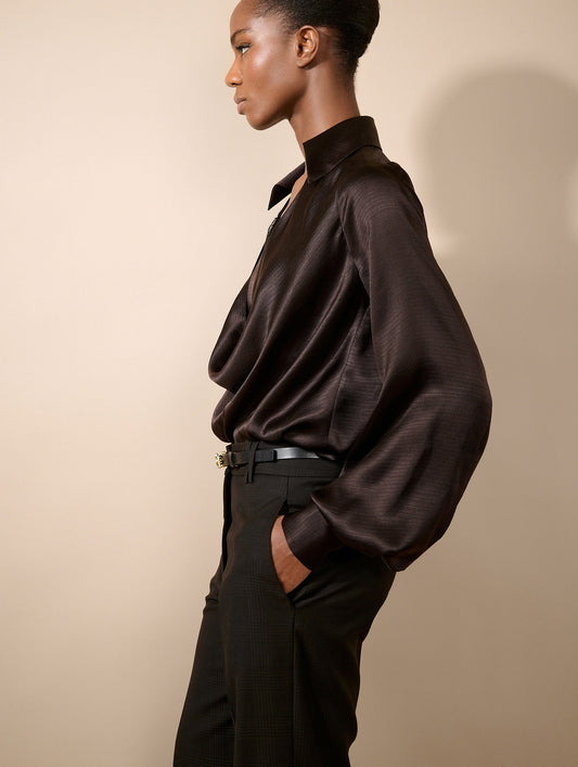 Blouse en ottoman de soie ébène