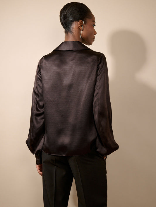 Blouse en ottoman de soie ébène