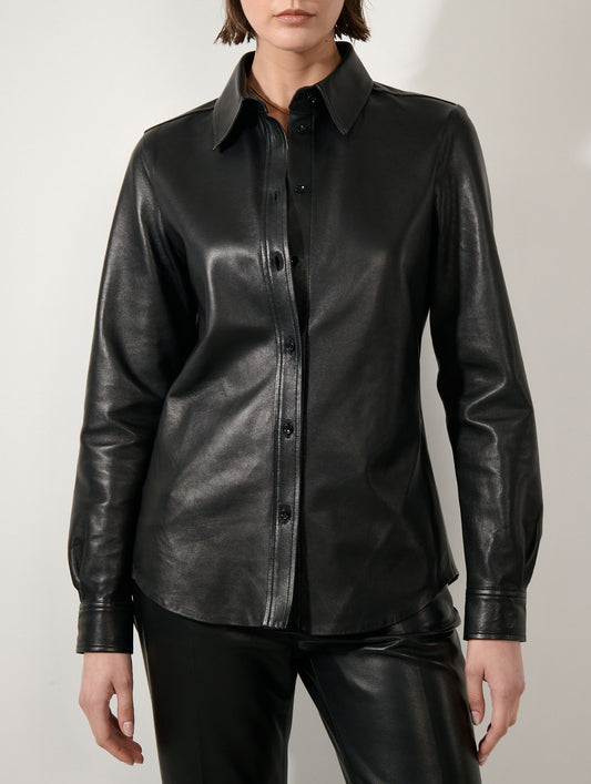 Chemise en cuir noir