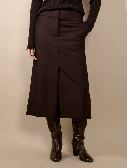 Jupe midi en flanelle bordeaux