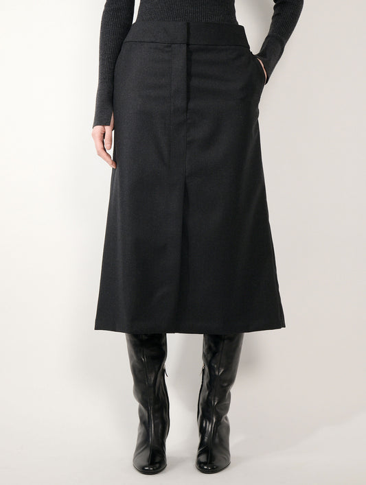 Asphalt flannel midi skirt