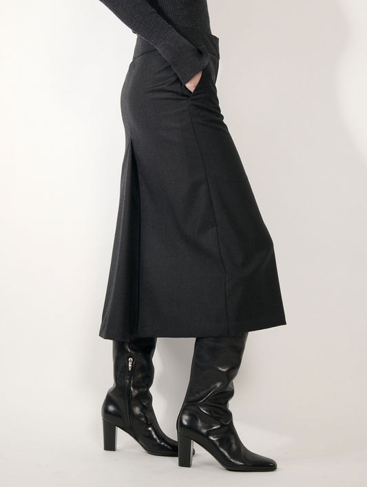 Asphalt flannel midi skirt