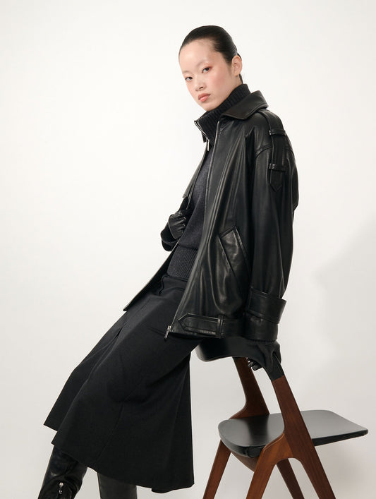 Asphalt flannel midi skirt