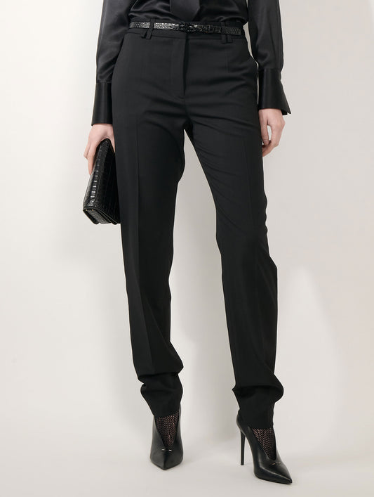 Pantalon Grace en gabardine de laine stretch noir