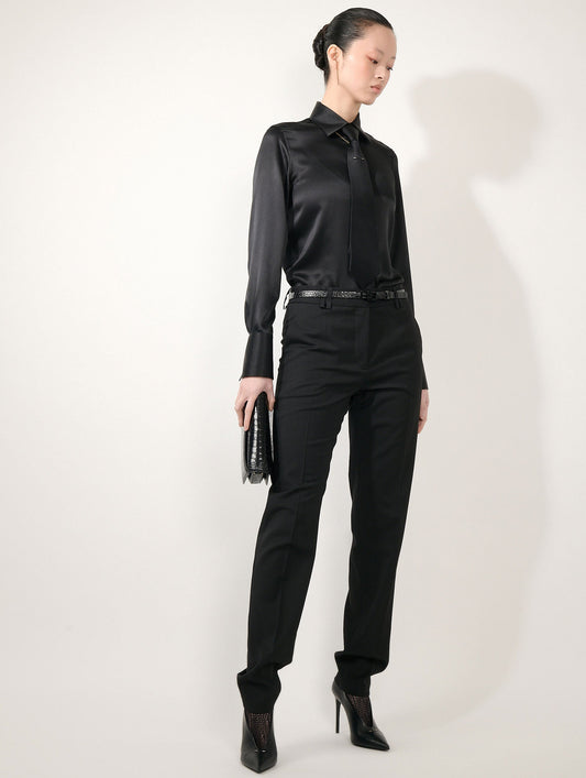 Pantalon Grace en gabardine de laine stretch noir