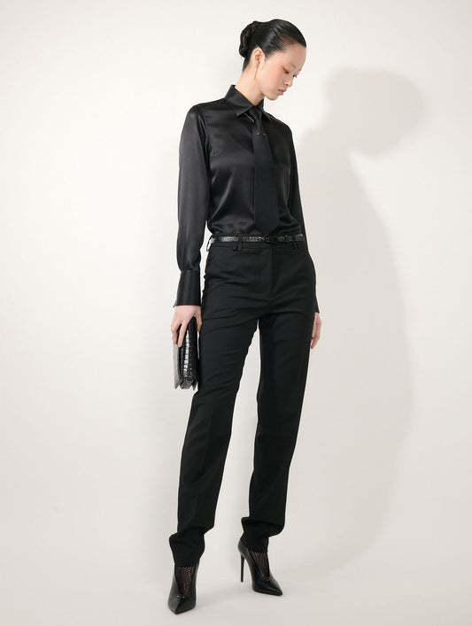 Pantalon Grace en gabardine de laine stretch noir